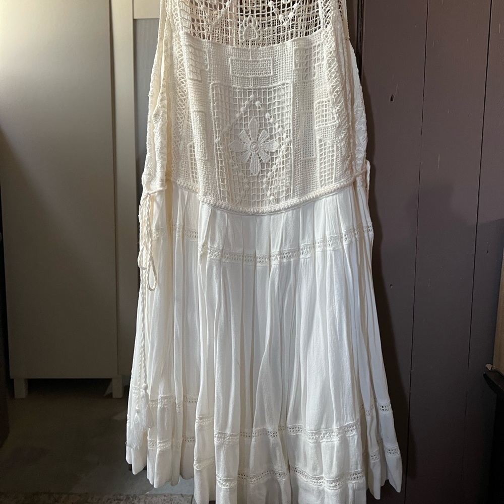 Free People High Neck Lace White Summer Dress